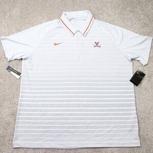 Nike Virginia Cavaliers Polo Shirt NWT Mens 2XL XXL White Dri-Fit Polyester S/S